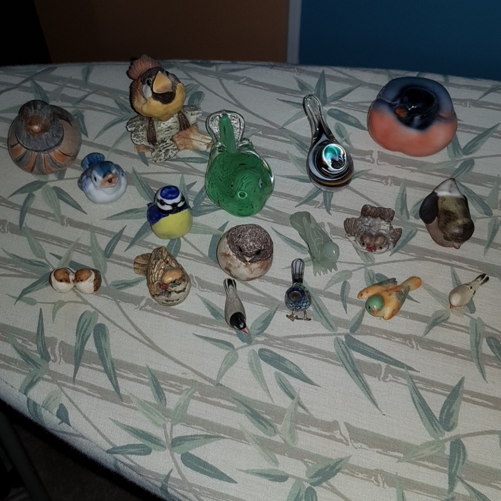 Glass and ceramic miniature birds
